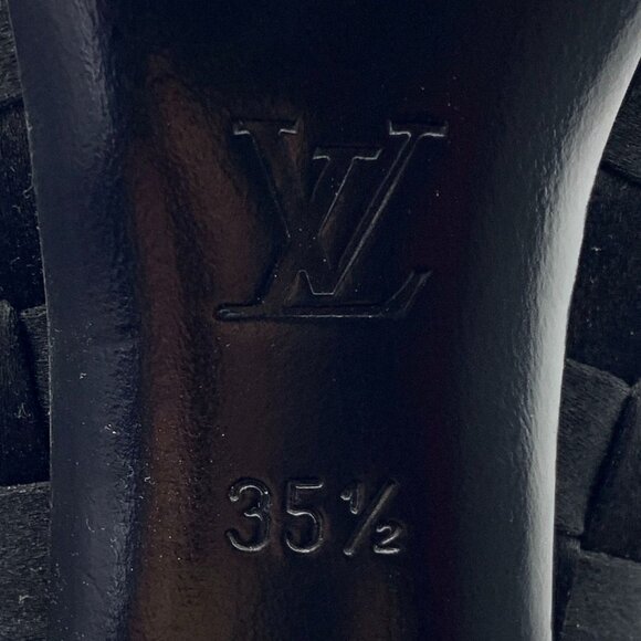 Louis Vuitton Black Leather Patchwork Pointed Toe Thin Heel Shoes Size 35.5 With - Picture 8 of 8